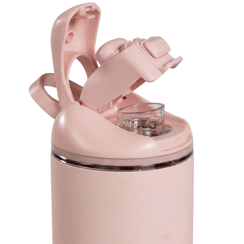 Close-up of HydroJug Ease2o Straw and Chug Lid in Dusty Rose 14oz