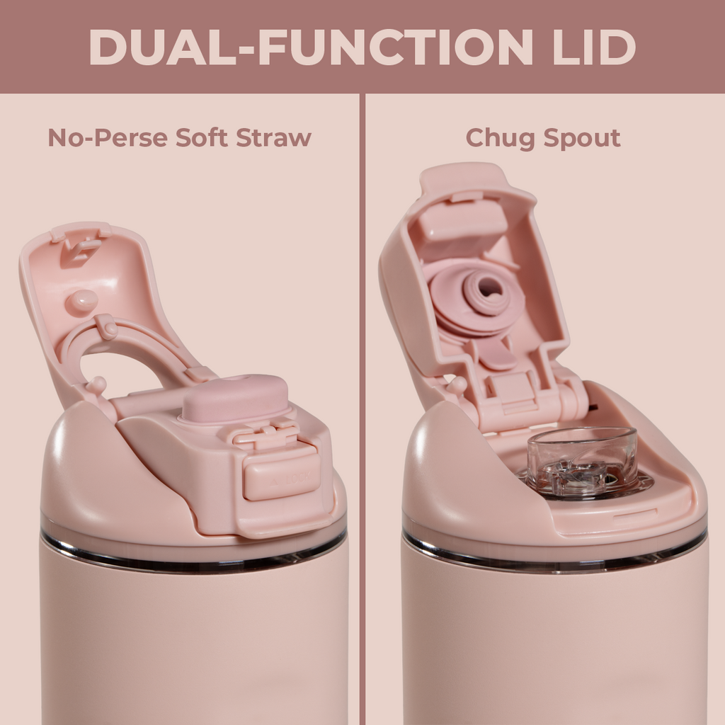 Dusty Rose 14oz Ease2o Lid: Soft Straw and Chug Spout Options