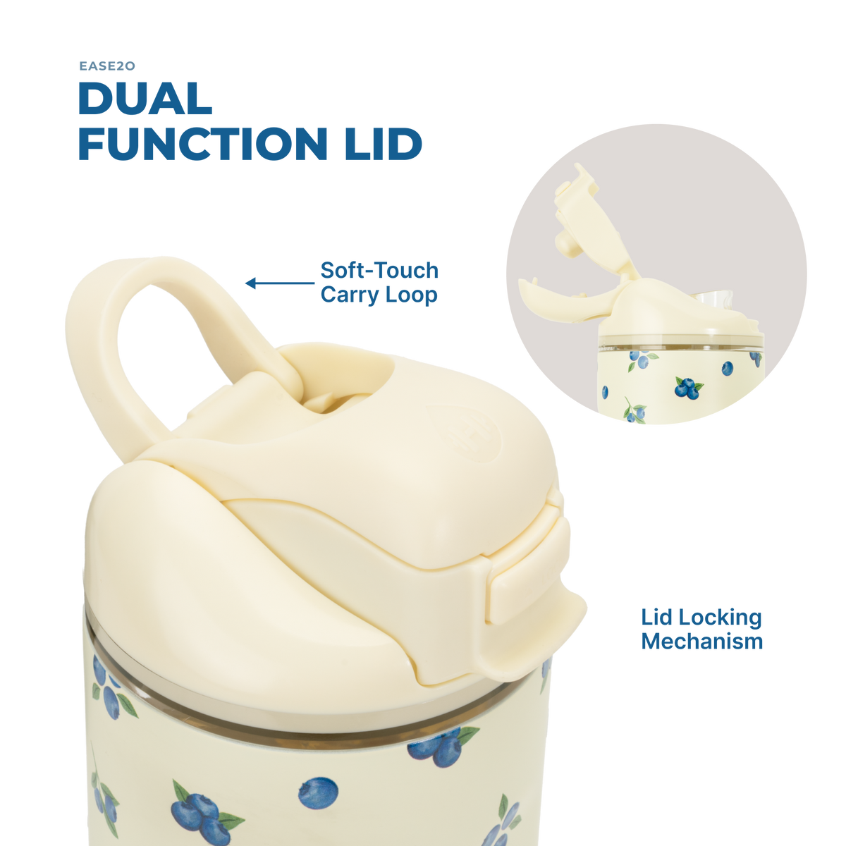 Freshly Pick'd Ease2o 14oz Dual-Function Lid with Soft-Touch Carry Loop