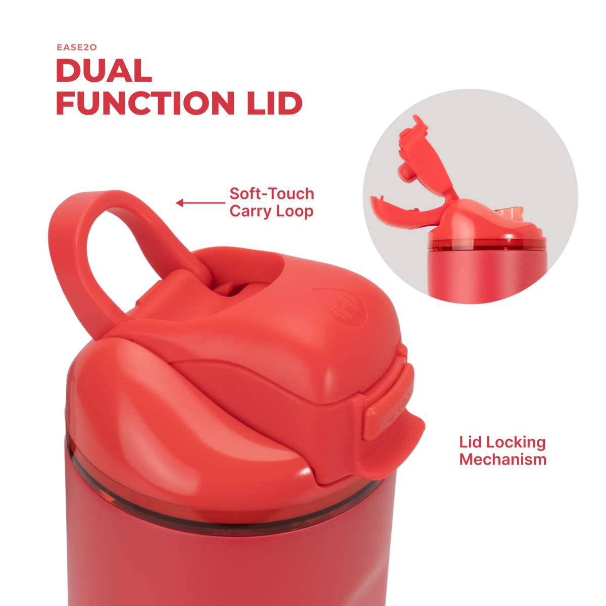 Fruit Punch Ease2o 24oz Dual-Function Lid with Soft-Touch Carry Loop