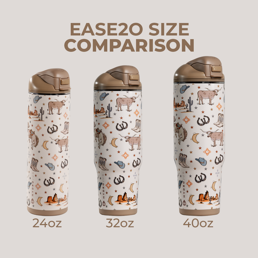 Mesa HydroJug Ease2o Size Comparison: 24oz, 32oz, 40oz